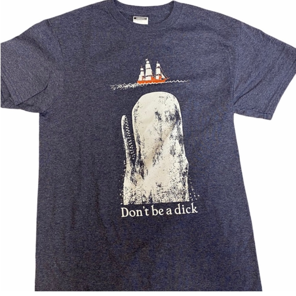 Men's Navy Graphic Tee - 'Don't Be a Dick' Whale Print